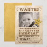 New Wanted Poster Cowboy Western Birthday Party
