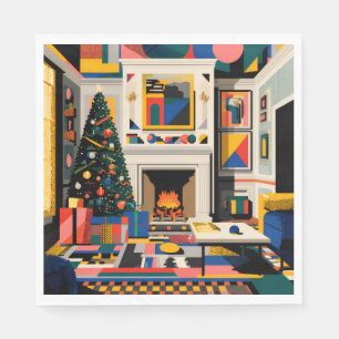 New Wave 1980s Pop Art Christmas Napkins