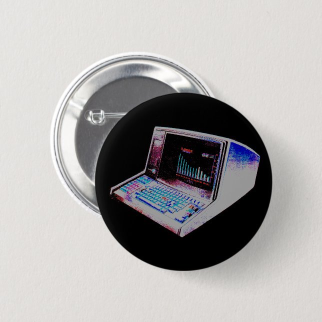 New Wave 80s Retro Vintage Computer Pin (Front & Back)
