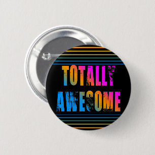 NEW WAVE VINTAGE 80s RETRO TOTALLY AWESOME STRIPES 2 Inch Round Button