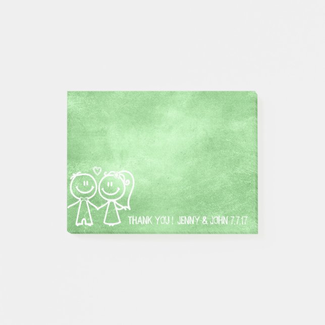 New Wedding Favour Thank You Chalkboard Lemon Gree Post-it Notes (Front)
