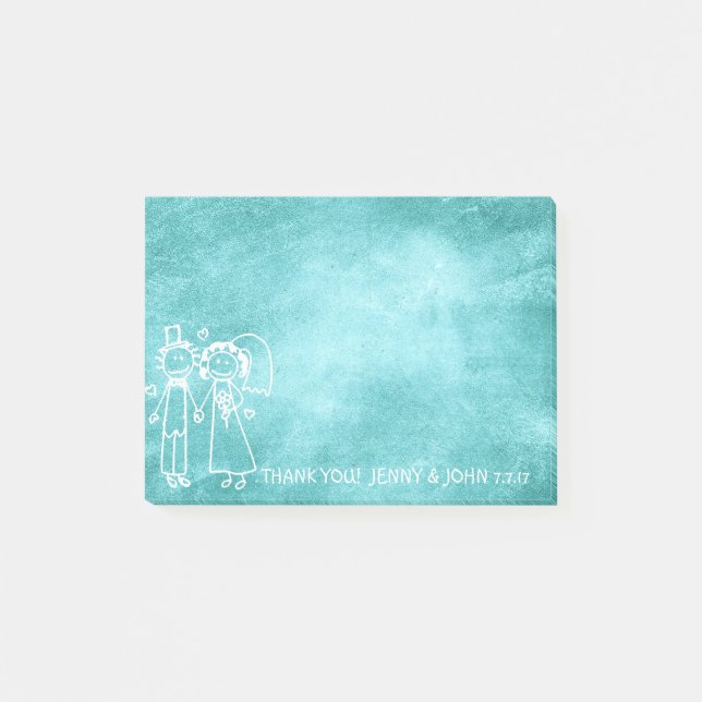 New Wedding Favour Thank You Chalkboard Mint Green Post-it Notes (Front)