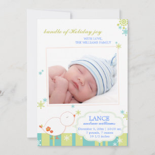 New Winter Baby Boy Flat Photo Birth Announcement