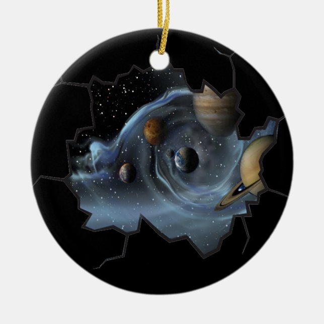 New worlds ceramic ornament (Front)