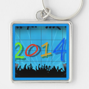 New Year 2014 Office City Party Colourful Fun Art Keychain