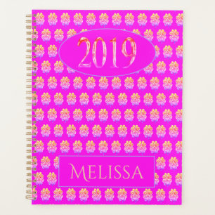 New Year 2019 Yellow Pink Four Leaf Clovers Modern Planner