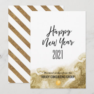 New Year 2021   Corporate Business Gold Abstract Holiday Card