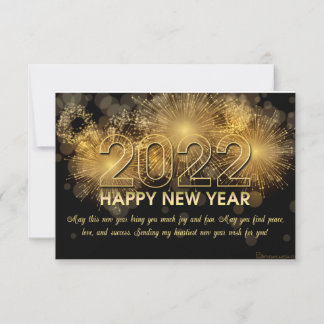 New Year 2022 Fireworks Wishes Cards