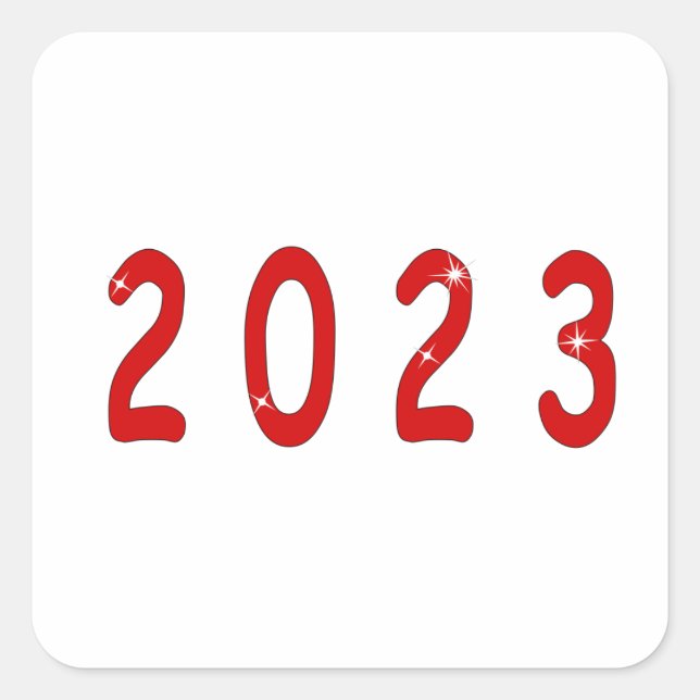 New year, 2023, number 2023, new year gift, 2023,  square sticker (Front)