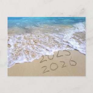 New Year 2025 Beach Sand Thank You Postcard