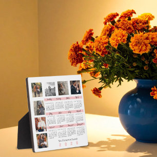 New Year 2025 Calendar Family Multi Photo Collage Plaque