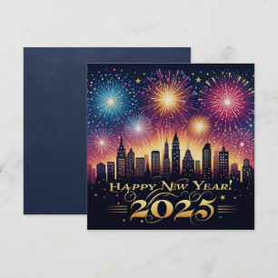 New Year 2025 Fireworks Celebration Card