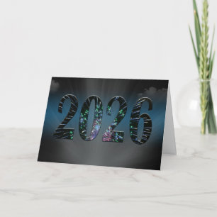 New Year 2025 Fireworks with Clouds Holiday Card