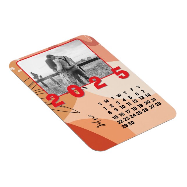 New Year 2025 June Month Calendar Family Photo Magnet (Right Side)