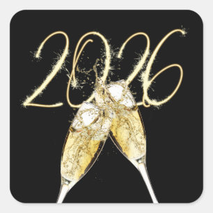 New Year 2025 Sparklers  Square Sticker