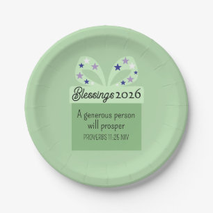 New Year 2026 Blessings Gift of Generosity Green Paper Plate