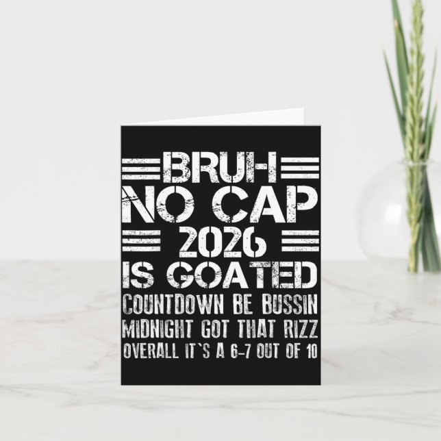 New Year 2026 Bruh No Cap Countdown Bussin Funny R Card (Front)