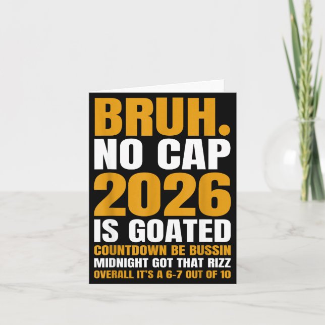 New Year 2026 Bruh No Cap Countdown Bussin Funny R Card (Front)