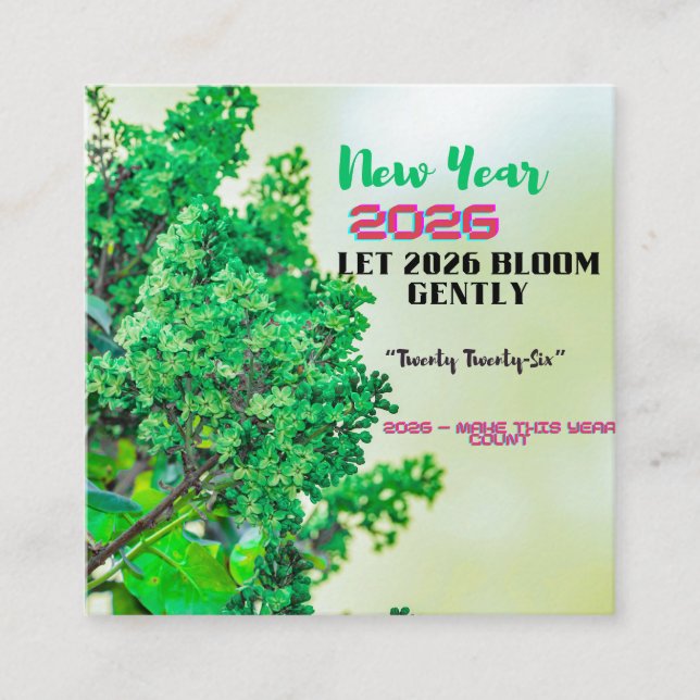 New Year 2026 Coffee Mug with Nature Forest Design Square Business Card (Front)