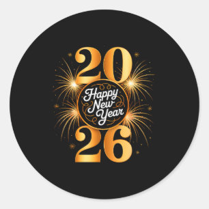 New Year 2026 Fireworks Happy New Year 2026 Men Wo Classic Round Sticker