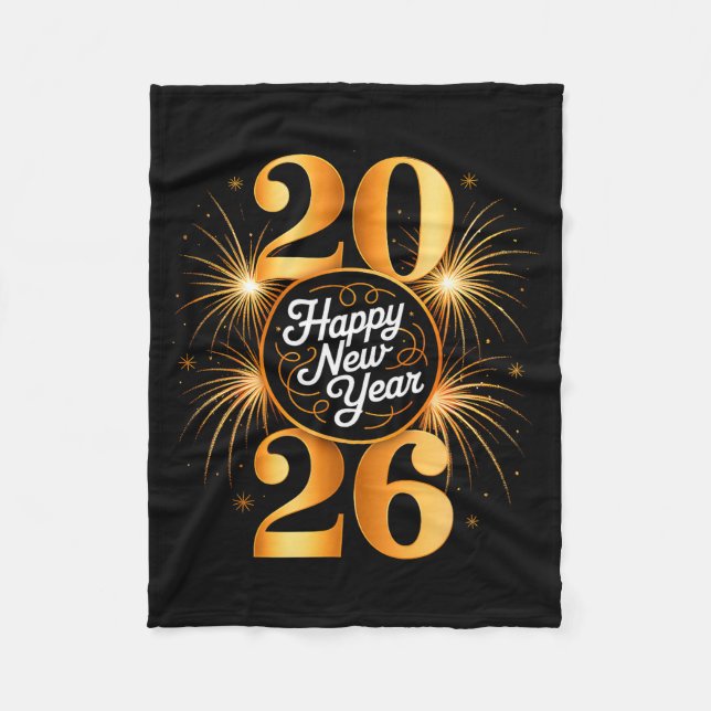 New Year 2026 Fireworks Happy New Year 2026 Men Wo Fleece Blanket (Front)