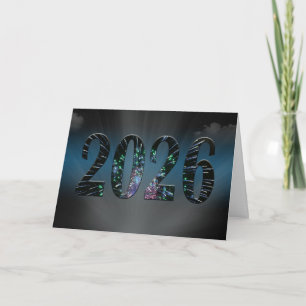 New Year 2026 Fireworks with Clouds Holiday Card