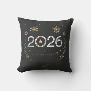 New Year 2026 Gold Fireworks “New Year, New Glow” Throw Pillow