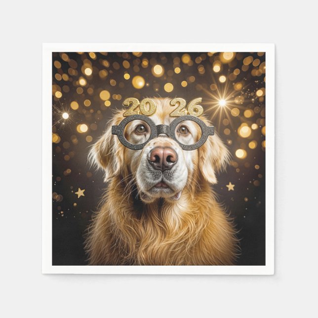 New Year 2026 Golden Retriever Humour Napkin (Front)