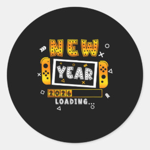 New Year 2026 Loading Video Gamers New Years Eve P Classic Round Sticker