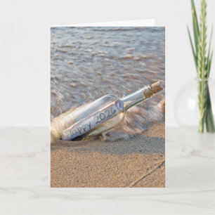 New Year 2026 Message in a Bottle Holiday Card