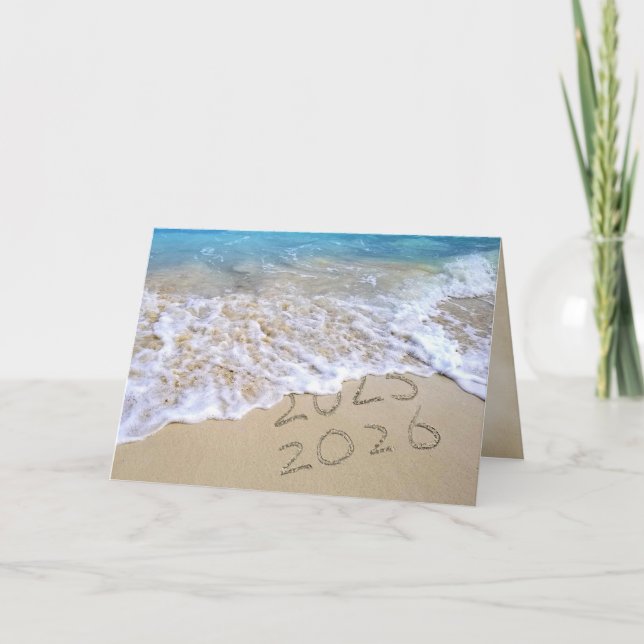 New Year 2026 Ocean Beach  Holiday Card (Front)