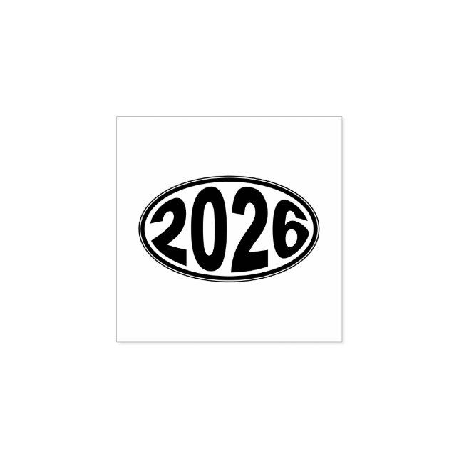 New Year 2026 Oval Sticker Rubber Stamp (Imprint)