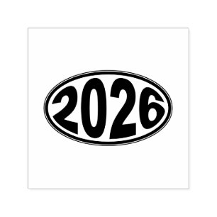 New Year 2026 Oval Sticker Self-inking Stamp