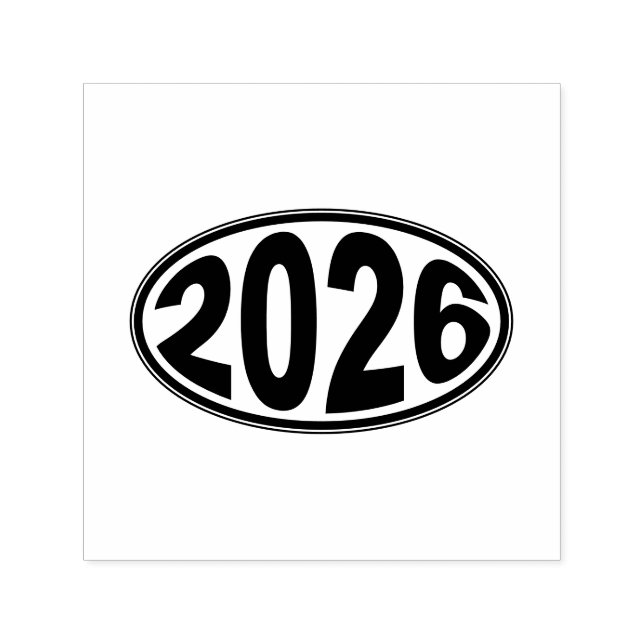 New Year 2026 Oval Sticker Self-inking Stamp (Design)