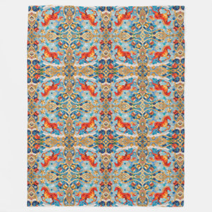 New Year 2026 Red Fiery Horse Christmas Pattern Fleece Blanket