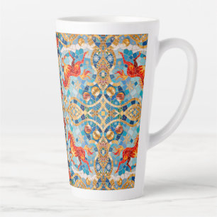 New Year 2026 Red Fiery Horse Christmas Pattern Latte Mug