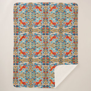 New Year 2026 Red Fiery Horse Christmas Pattern Sherpa Blanket