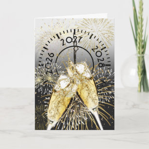 New Year 2027 Champagne Toast  Holiday Card