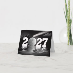 New Year 2027 Full Moon Business Thank You Card
