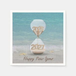 New Year 2027 Hourglass with Starfish Napkin
