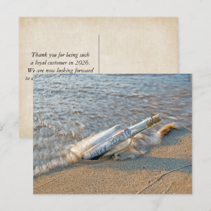 New Year 2027 Message in a Bottle Holiday Postcard
