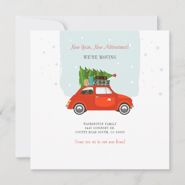 New Year Adventures New Address Moving Annoucement Card (Front)