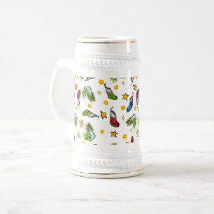 New year and Christmas pattern sumie Beer Stein