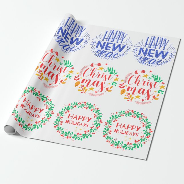 New Year and Christmas Wrapping Paper (Unrolled)