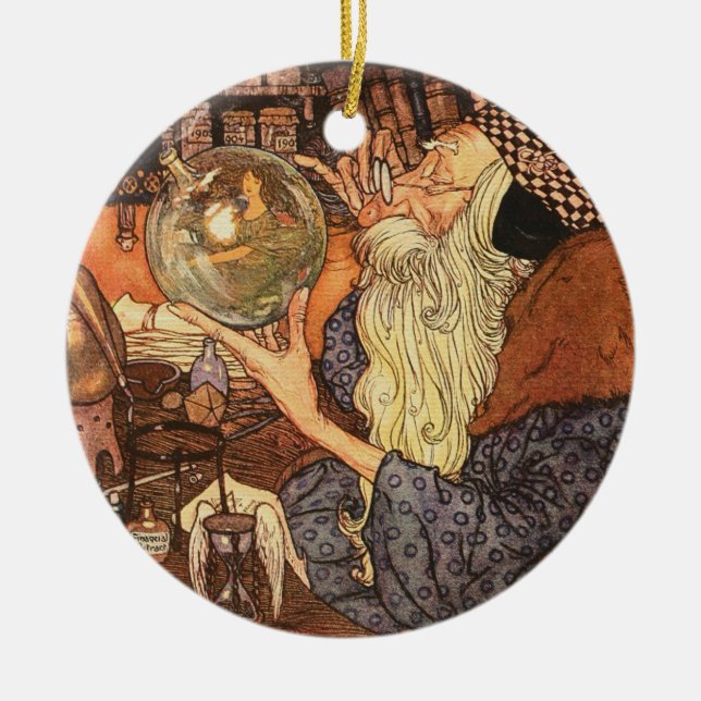 New Year Antique Father Time  Ceramic Ornament (Front)