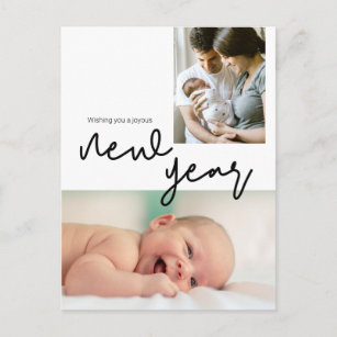 New Year Baby Announcement Birth Stat Modern Photo Postcard