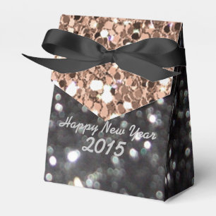 New Year Black and Gold Glitter Pattern Favour Box