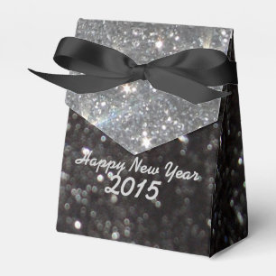 New Year Black and Silver Glitter Favour Box