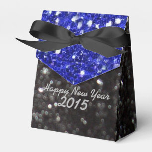 New Year Blue and Black Glitter Pattern Favour Box