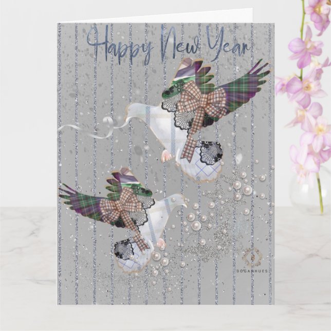 New Year Boganhues Print  Card (Orchid)